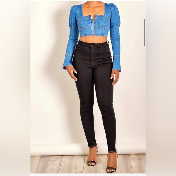 Denim Diva~ Puff Sleeves ~ Bustier Top ~ Small - Picture 3 of 15